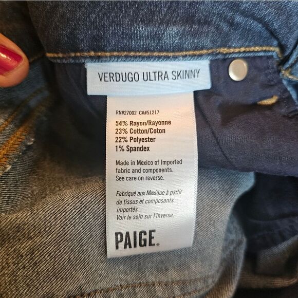 PAIGE VERDUGO Ultra skinny sz 27 with 30" inseam in excellent condition - Picture 5 of 6